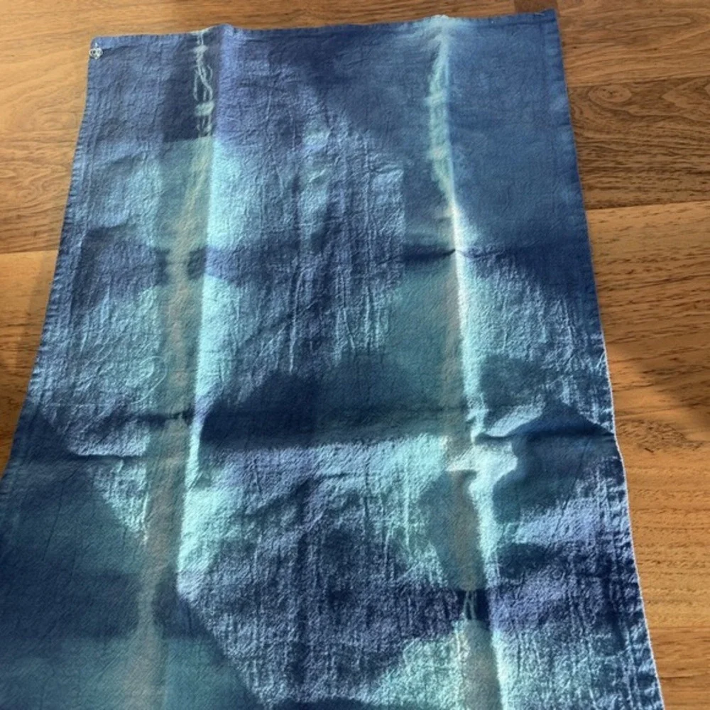 Shibori Tea Towel Set Tie Dye Hand Dyed Cotton Upcycled Sustainable Handmade